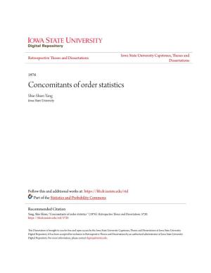 Concomitants of Order Statistics Shie-Shien Yang Iowa State University