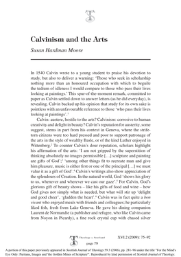 Calvinism and the Arts Susan Hardman Moore