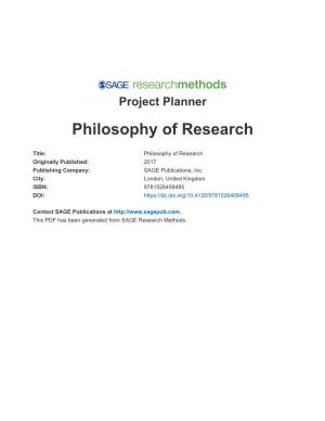 Philosophy of Research