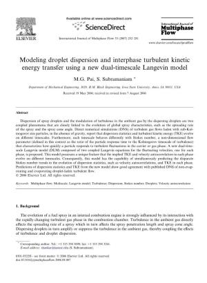 Modeling Droplet Dispersion and Interphase Turbulent Kinetic Energy Transfer Using a New Dual-Timescale Langevin Model