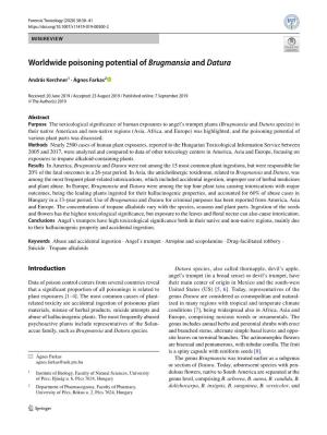 Worldwide Poisoning Potential of Brugmansia and Datura