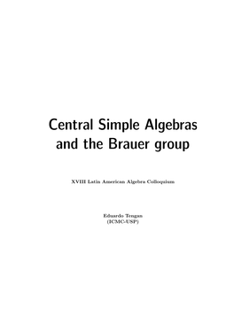 Central Simple Algebras and the Brauer Group