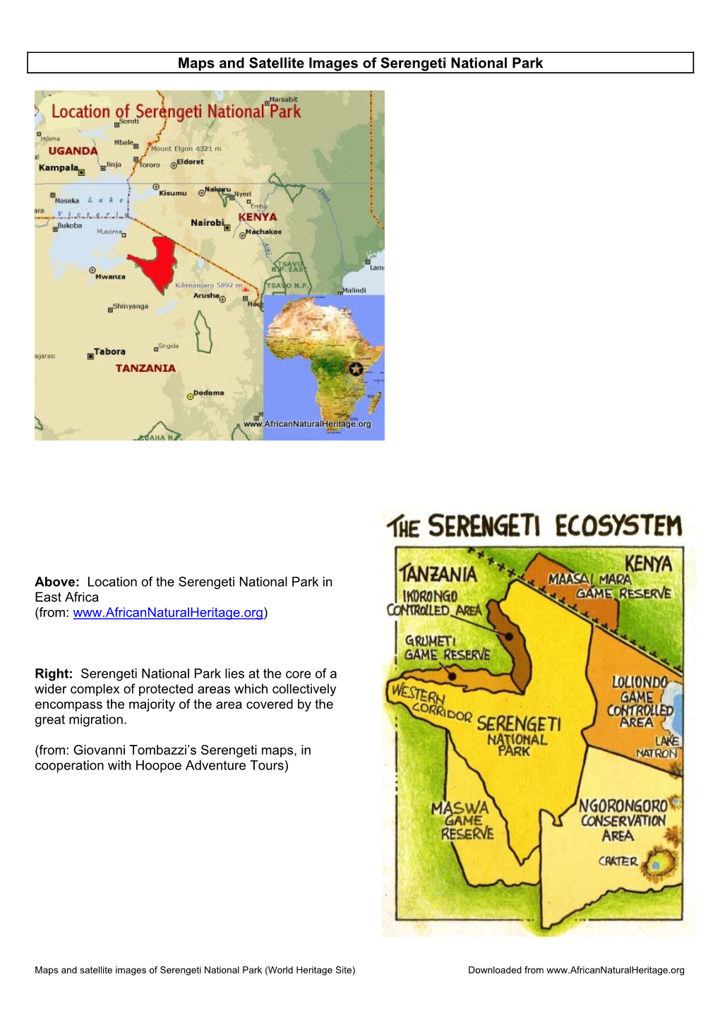 Maps and Satellite Images of Serengeti National Park