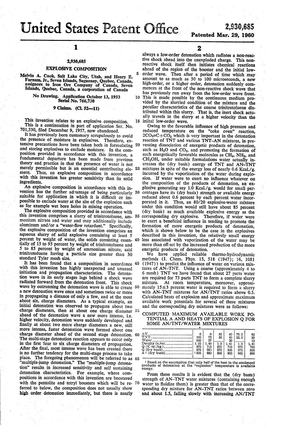 United States Patent Office Patented Mar