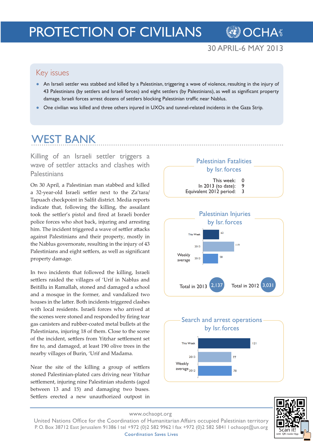 PROTECTION of CIVILIANS Opt 30 APRIL-6 MAY 2013