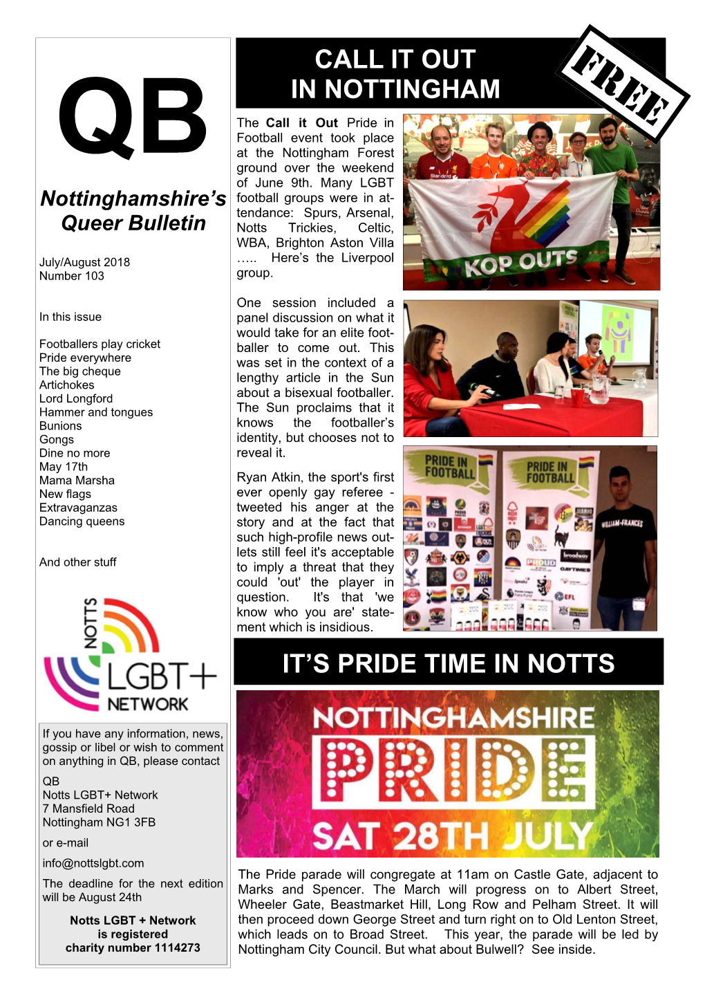 Call It out in Nottingham It's Pride Time in Notts