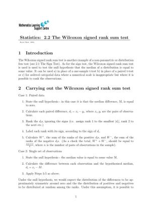 Wilcoxon Signed Rank Test: • Observations in the Sample May Be Exactly Equal to M (I.E
