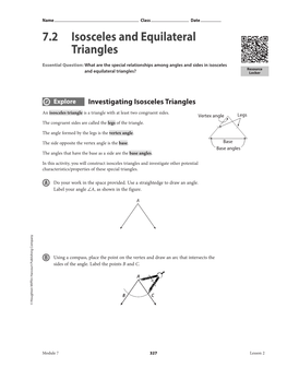7.2 Isosceles and Equilateral Triangles