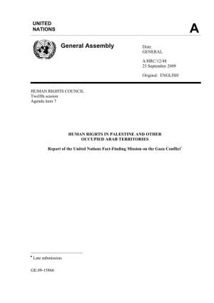 Report of the United Nations Fact-Finding Mission on the Gaza Conflict∗