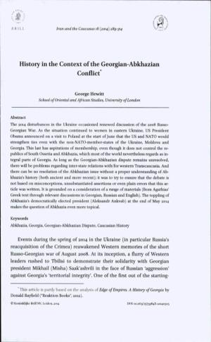 History in the Context of the Georgian-Abkhazian Conflict*