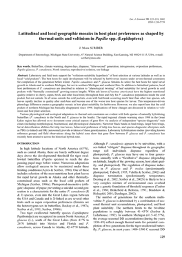 Latitudinal and Local Geographic Mosaics in Host Plant Preferences As Shaped by Thermal Units and Voltinism Papilioin Spp