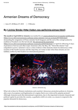 Armenian Dreams of Democracy – EDSN Blog EDSN Blog