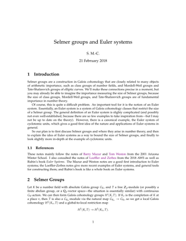 Selmer Groups and Euler Systems