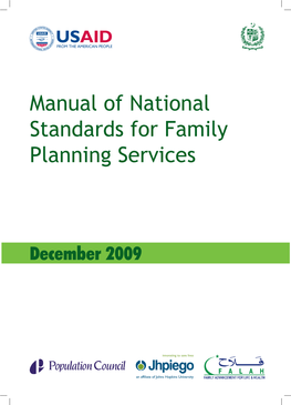 Manual of National Standards for Family Planning Services