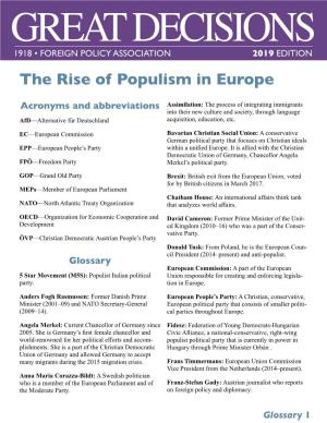 The Rise of Populism in Europe