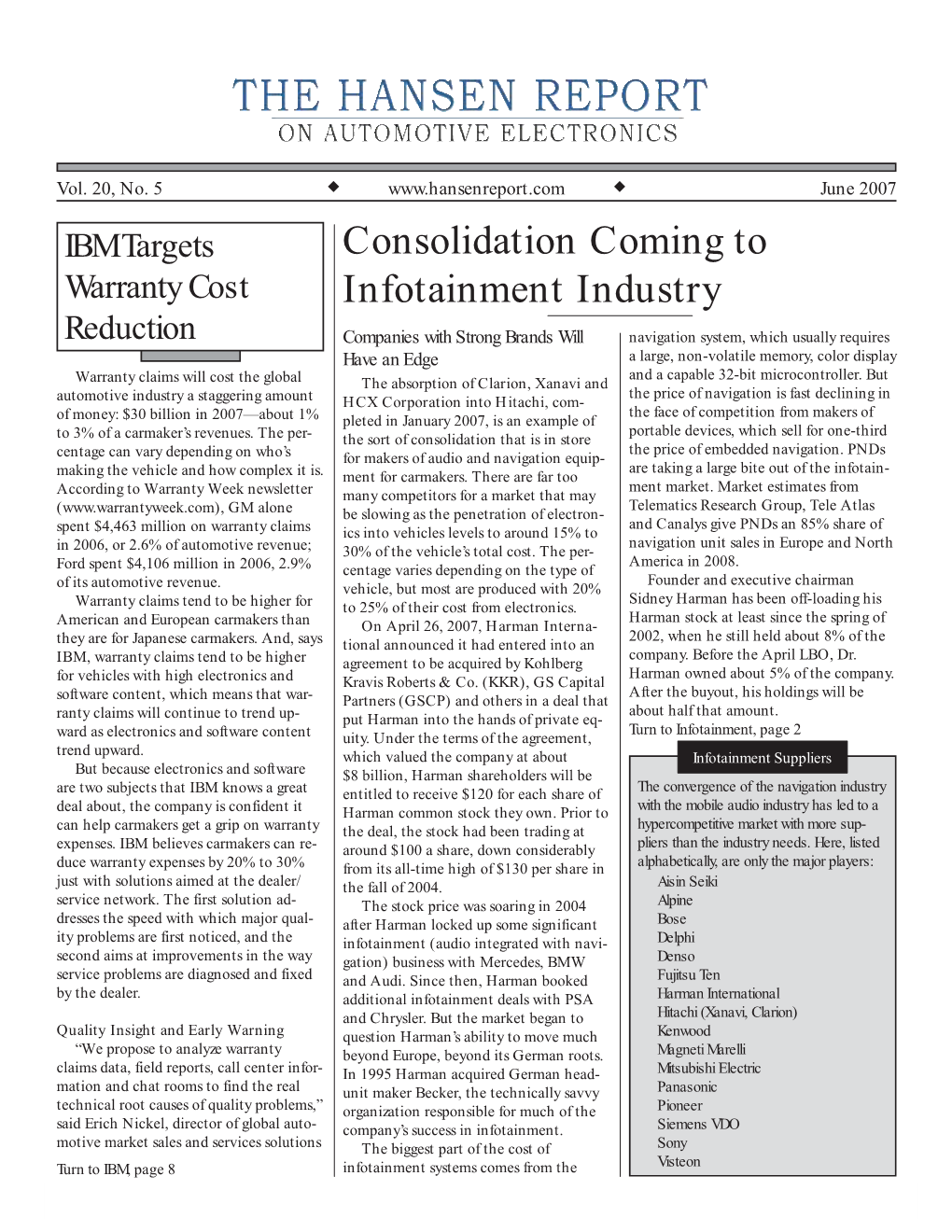 Consolidation Coming to Infotainment Industry