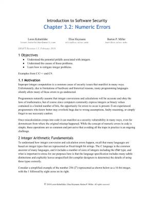 Introduction to Software Security Chapter 3.2: Numeric Errors