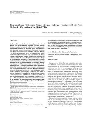 Supramalleolar Osteotomy Using Circular External Fixation with Six-Axis Deformity Correction of the Distal Tibia