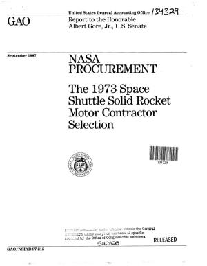 NSIAD-87-215 NASA Procurement: the 1973 Space Shuttle Solid