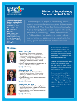 Division of Endocrinology, Diabetes and Metabolism