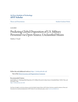 Predicting Global Disposition of U.S. Military Personnel Via Open-Source, Unclassified Em Ans Matthew .T Small