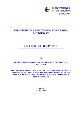 Granting of a Concession for Trakia Motorway Interimreport