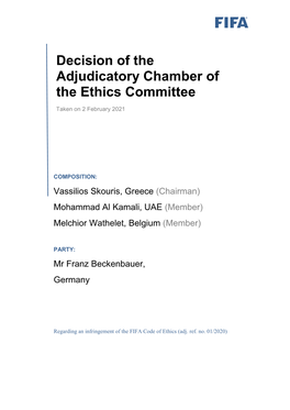 Decision of the Adjudicatory Chamber of the Ethics Committee