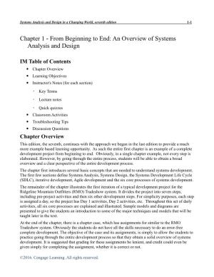 Chapter 1 - from Beginning to End: an Overview of Systems Analysis and Design