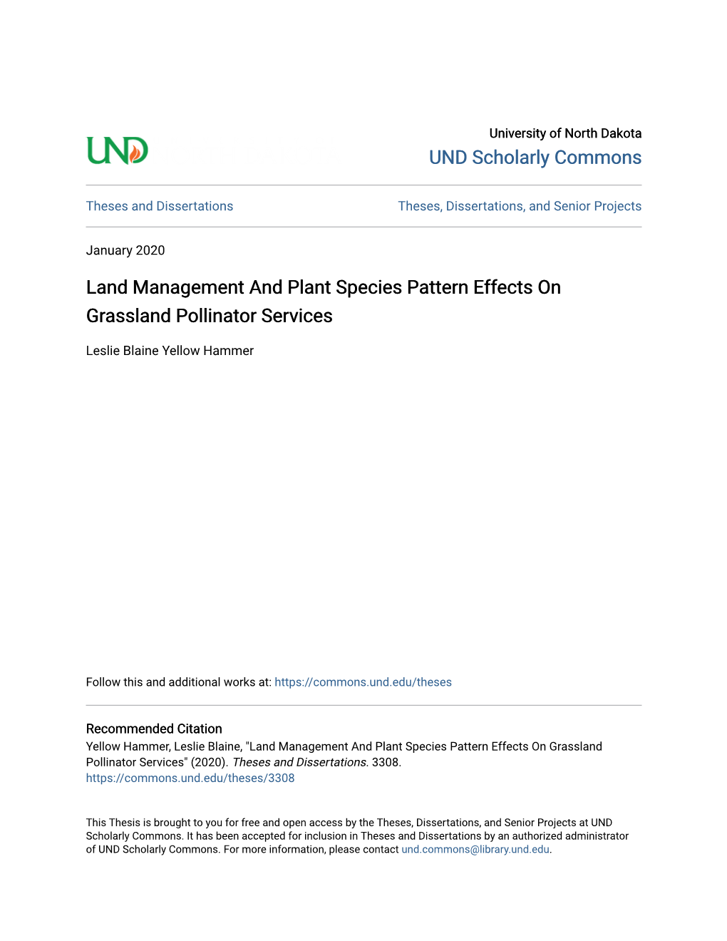 Land Management and Plant Species Pattern Effects on Grassland Pollinator Services