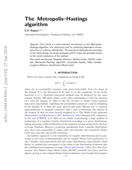 The Metropolis–Hastings Algorithm C.P