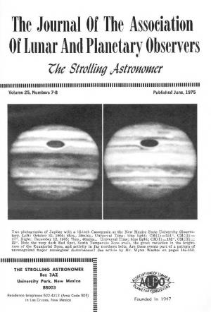 The Journal of the Association of Lunar and Planetary Observers Rite Strolli11g Astro11omer
