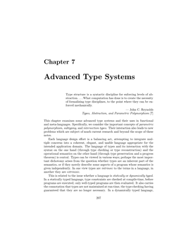Advanced Type Systems