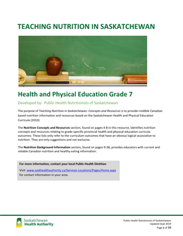 Teaching Nutrition in Saskatchewan