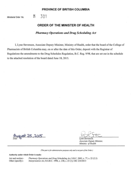 Ministerial Order 301/2015