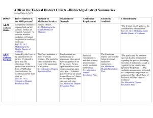 ADR in the Federal District Courts –District-By-District Summaries Revised March 2016