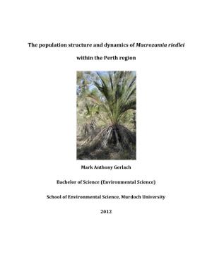 The Population Structure and Dynamics of Macrozamia Riedlei Within the Perth Region