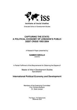 A Political Economy of Lebanon's Public Debt Crisis 1992-2004