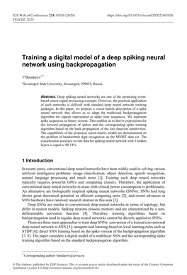 Training a Digital Model of a Deep Spiking Neural Network Using Backpropagation