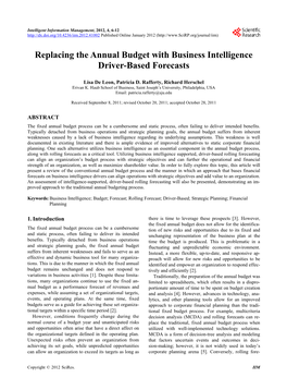 Replacing the Annual Budget with Business Intelligence Driver-Based Forecasts