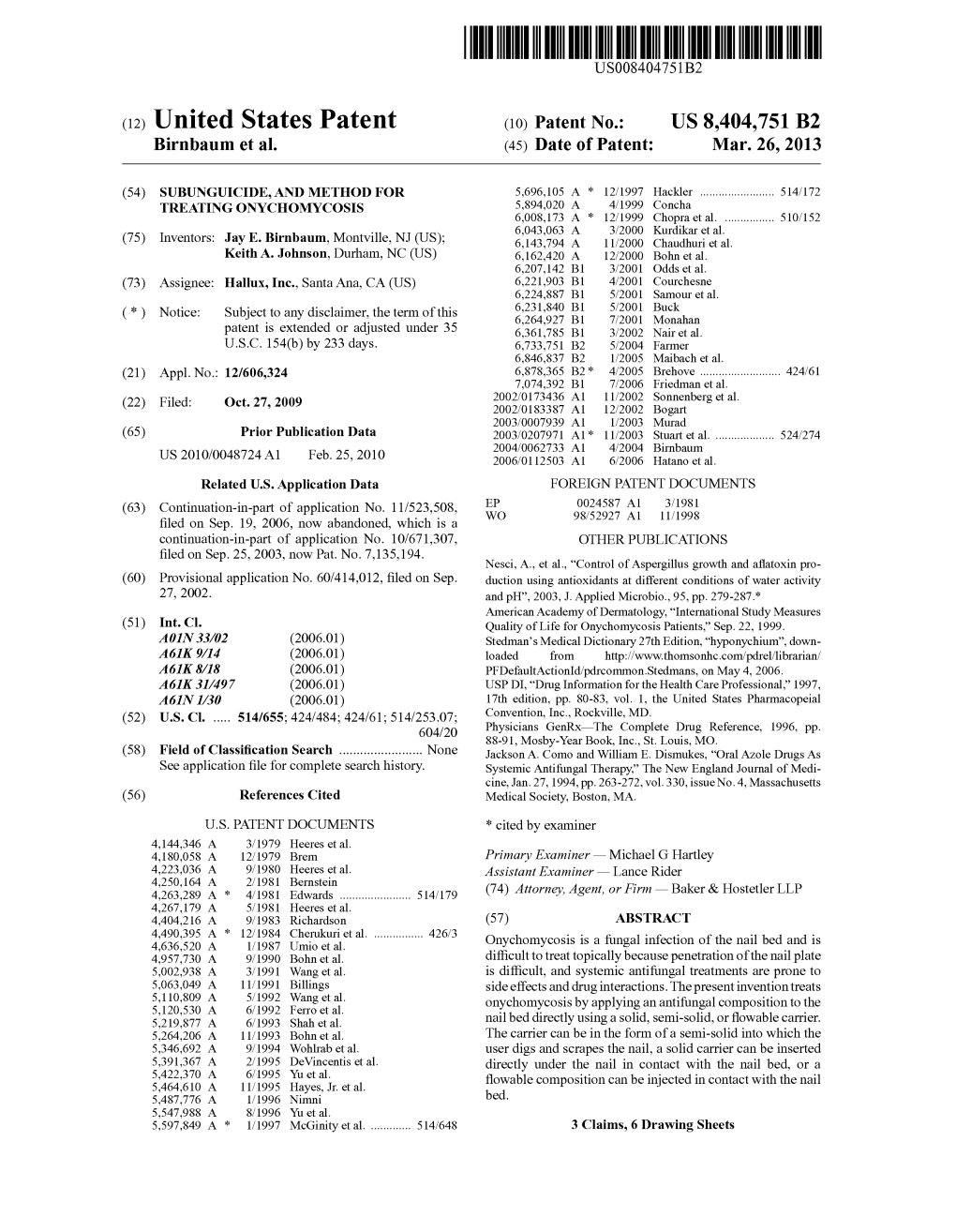 (12) United States Patent (10) Patent No.: US 8.404,751 B2 Birnbaum Et Al