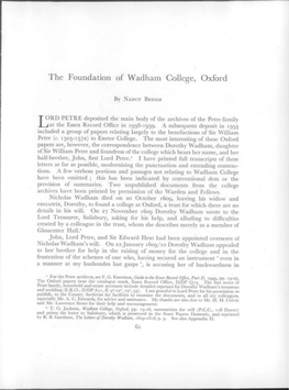 The Foundation of Wadham College, Oxford