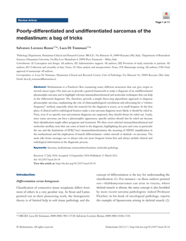 Poorly-Differentiated and Undifferentiated Sarcomas of the Mediastinum: a Bag of Tricks