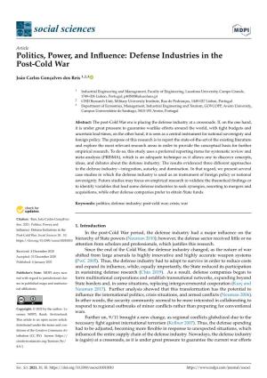 Politics, Power, and Influence: Defense Industries in the Post-Cold