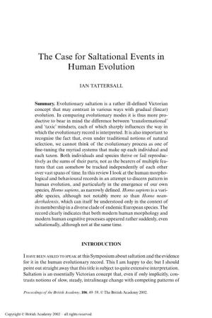 The Case for Saltational Events in Human Evolution