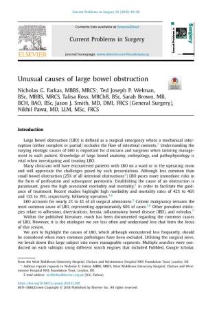 Unusual Causes of Large Bowel Obstruction