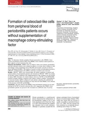 Formation of Osteoclast-Like Cells from Peripheral Blood of Periodontitis Patients Occurs Without Supplementation of Macrophage Colony-Stimulating Factor
