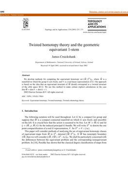 Twisted Homotopy Theory and the Geometric Equivariant 1-Stem