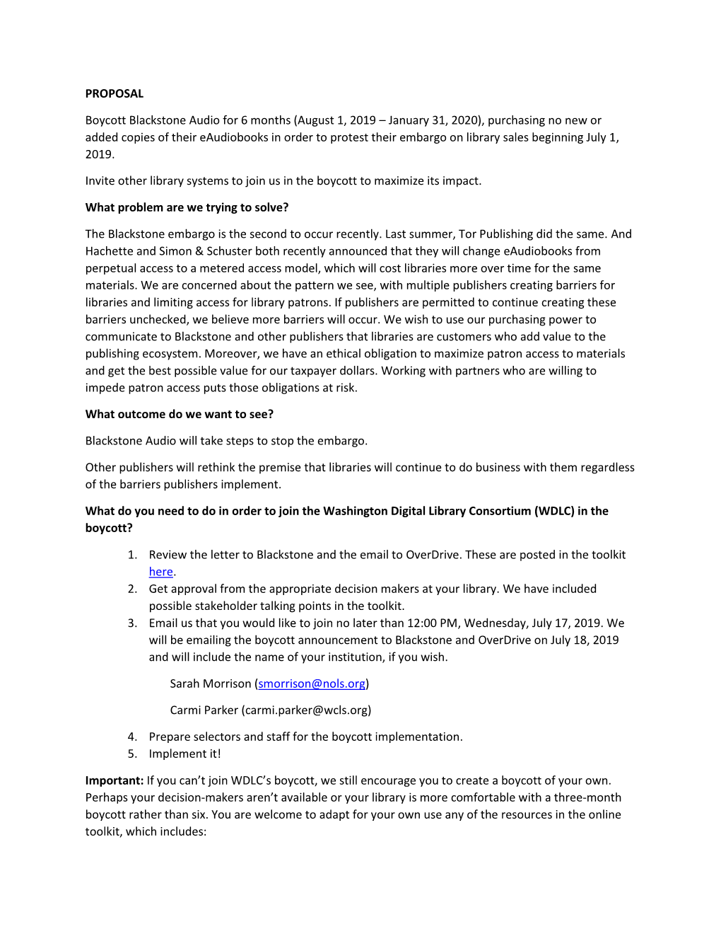 PROPOSAL Boycott Blackstone Audio for 6 Months (August 1, 2019