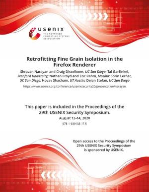 Retrofitting Fine Grain Isolation in the Firefox Renderer
