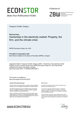 Ownership in the Electricity Market: Property, the Firm, and the Climate Crisis